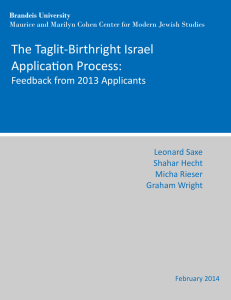 The Taglit-Birthright Israel Application Process: Feedback from 2013 Applicants