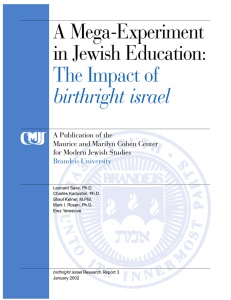 A Mega-Experiment in Jewish Education: The Impact of birthright israel