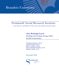 Brandeis University Steinhardt Social Research Institute After Birthright Israel: