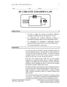 July 15, 2008 – DC Circuits and Ohm’s Law 1