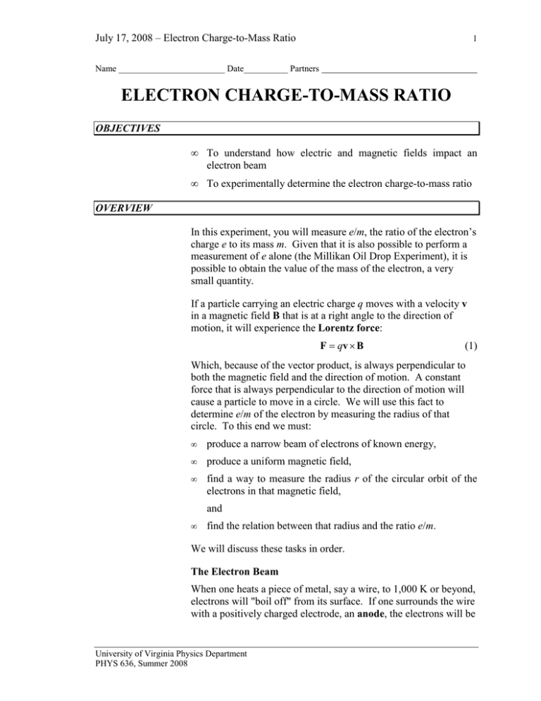 ELECTRON CHARGE-TO-MASS RATIO