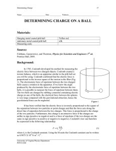 DETERMINING CHARGE ON A BALL Materials: Source: