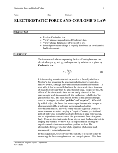 Electrostatic Force and Coulomb’s Law