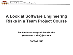 A Look at Software Engineering Risks in a Team Project Course {koolmano,