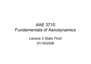 AAE 3710 Fundamentals of Aerodynamics Lecture 2 Static Fluid 01/18/2006