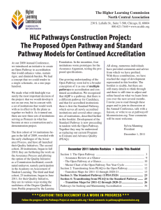 HLC Pathways Construction Project: The Proposed Open Pathway and Standard