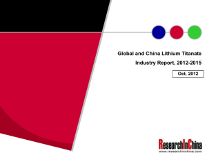 Global and China Lithium Titanate Industry Report, 2012-2015 Oct. 2012