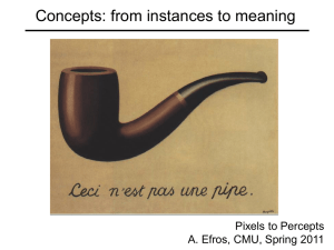 Concepts: from instances to meaning Pixels to Percepts