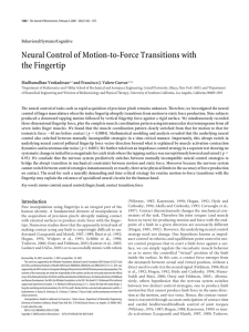 Neural Control of Motion-to-Force Transitions with the Fingertip Behavioral/Systems/Cognitive Madhusudhan Venkadesan