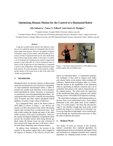 Optimizing Human Motion for the Control of a Humanoid Robot