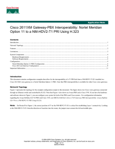 Cisco 2611XM Gateway-PBX Interoperability: Nortel Meridian  Application Note