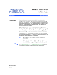 PCI Bus Applications Introduction In Altera Devices