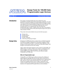 Design Tools for 100,000 Gate Programmable Logic Devices Introduction