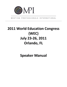 2011 World Education Congress  (WEC)  July 23‐26, 2011  Orlando, FL 