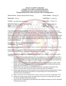 OGLALA LAKOTA COLLEGE COURSE SYLLABUS &amp; ADMINISTRATION