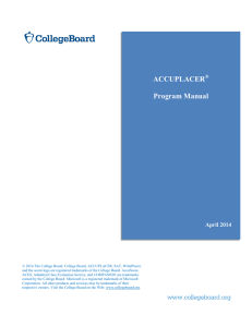 ACCUPLACER Program Manual April 2014