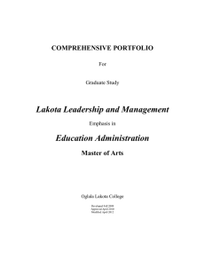 Lakota Leadership and Management Education Administration  COMPREHENSIVE PORTFOLIO