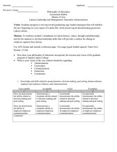 Philosophy of Education Assessment Rubric Master of Arts