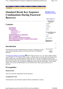 Standard Break Key Sequence Combinations During Password Recovery Contents