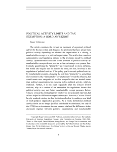 POLITICAL ACTIVITY LIMITS AND TAX EXEMPTION: A GORDIAN’S KNOT
