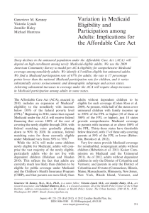 Variation in Medicaid Eligibility and Participation among Adults: Implications for