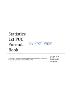Statistics 1st PUC Formula