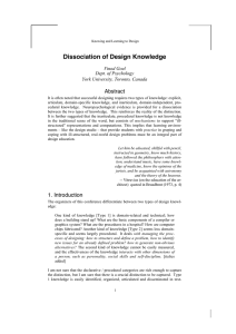 Dissociation of Design Knowledge Abstract Vinod Goel Dept. of Psychology