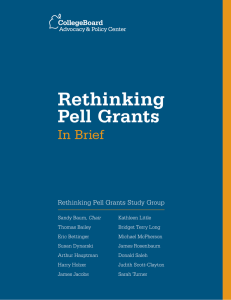 Rethinking Pell Grants In Brief Rethinking Pell Grants Study Group