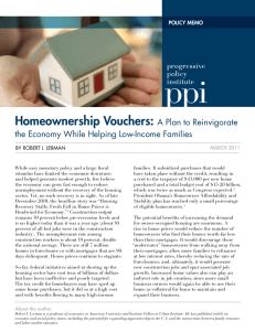 Homeownership Vouchers: A Plan to Reinvigorate the Economy While Helping Low-Income Families