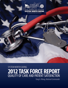 2012 Task Force reporT Quality of Care and Patient SatiSfaCtion National Commander