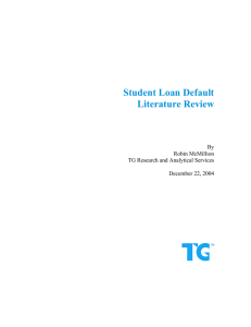 Student Loan Default Literature Review By Robin McMillion