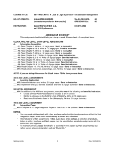 COURSE TITLE:  NO. OF CREDITS: