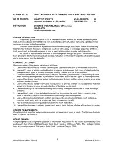 COURSE TITLE: USING CHILDREN'S MATH THINKING TO GUIDE MATH INSTRUCTION