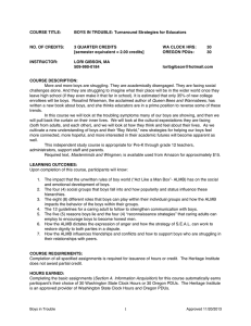 COURSE TITLE: BOYS IN TROUBLE: Turnaround Strategies for Educators  NO. OF CREDITS: