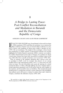 8 A Bridge to Lasting Peace: Post-Conflict Reconciliation and Mediation in Burundi