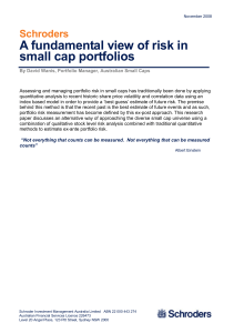 A fundamental view of risk in small cap portfolios Schroders