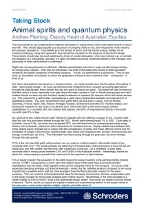 Animal spirits and quantum physics Taking Stock