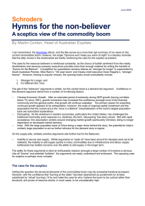 Hymns for the non-believer Schroders  A sceptics view of the commodity boom