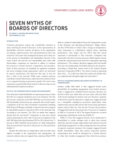 Seven MythS of BoardS of directorS Stanford CloSer looK SerieS