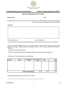 Facilities Planning and Construction       ... Agreement Regarding Project Funding