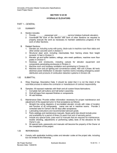 SECTION 14 24 00 HYDRAULIC ELEVATORS  PART 1 – GENERAL