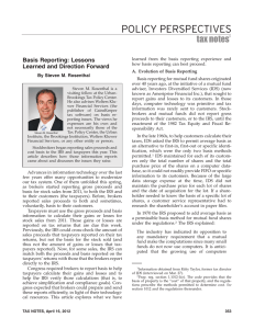 Basis Reporting: Lessons Learned and Direction Forward By Steven M. Rosenthal