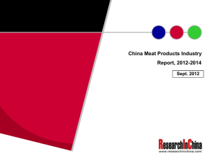 China Meat Products Industry Report, 2012-2014 Sept. 2012