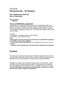 CS 2316 Homework 9b – GT Brokers Due: Wednesday April 9th