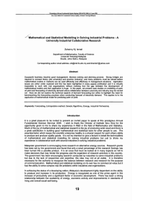 /~athematical and Statistical Modelling in Solving Industrial Problems University Industrial Collaborative Research A