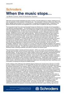 When the music stops… Schroders  by Martin Conlon, Head of Australian Equities