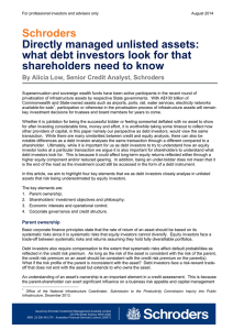 Schroders Directly managed unlisted assets: what debt investors look for that