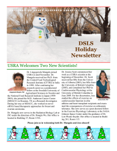 DSLS Holiday Newsletter USRA Welcomes Two New Scientists!