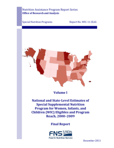Volume I    National and State­Level Estimates of  Special Supplemental Nutrition 