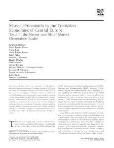 Market Orientation in the Transition Economies of Central Europe: Orientation Scales